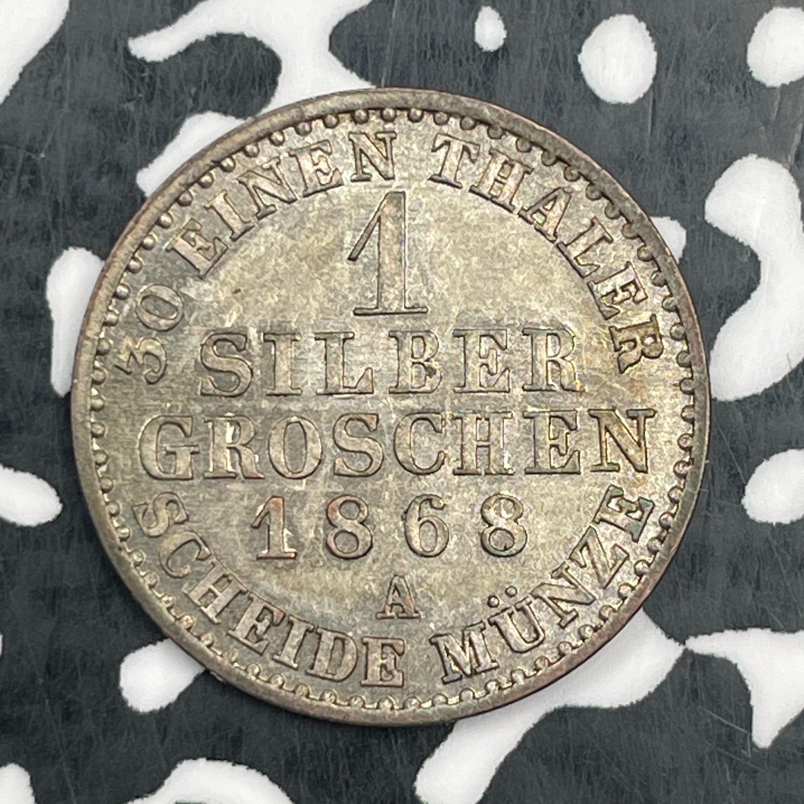 1868-A Germany Prussia 1 Groschen Lot#N0748 Silver! High Grade! Beautiful!