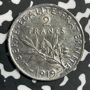 1919 France 2 Francs Lot#E6674 Silver! High Grade! Beautiful!