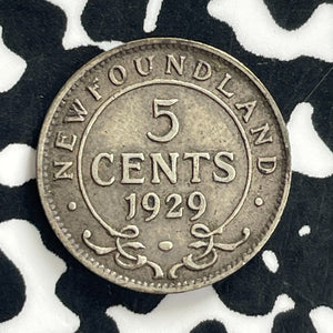 1929 Newfoundland 5 Cents Lot#C1229 Silver!