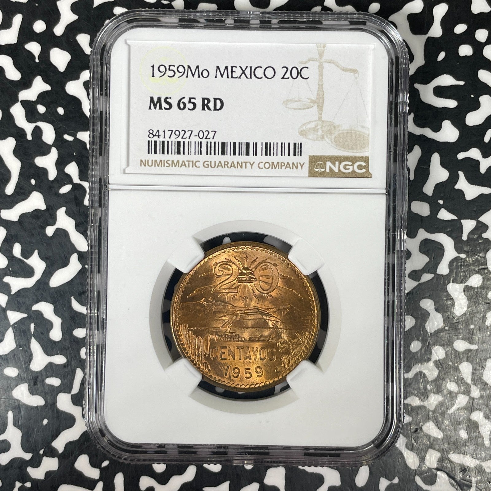 1959-Mo Mexico 20 Centavos NGC MS65RD Lot#G1540 Key Date! Gem BU!