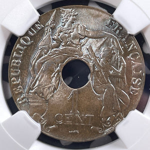 1923 French Indo-China 1 Centime NGC MS64BN Lot#G9156 Choice UNC!