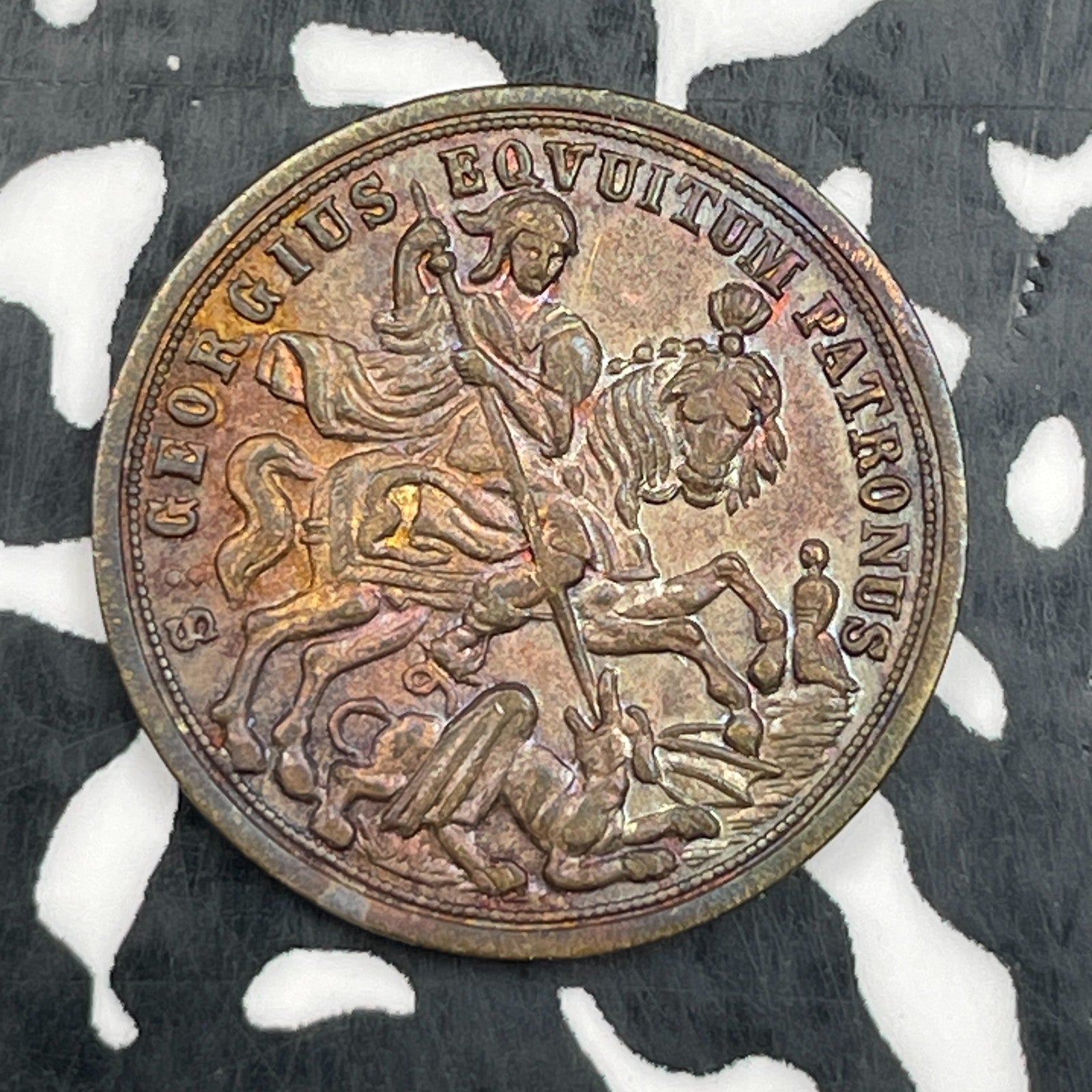 Undated Hungary St. George Medal Lot#N2442 Beautiful Toning! 21mm