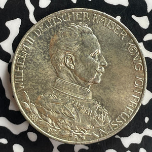 1913-A Germany Prussia 3 Mark Lot#T7749 Silver! High Grade! Beautiful! KM#535