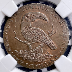 (1790s) G.B. Middlesex Hall's 1/2 Penny Conder Token NGC MS62BN Lot#G9807 Toucan