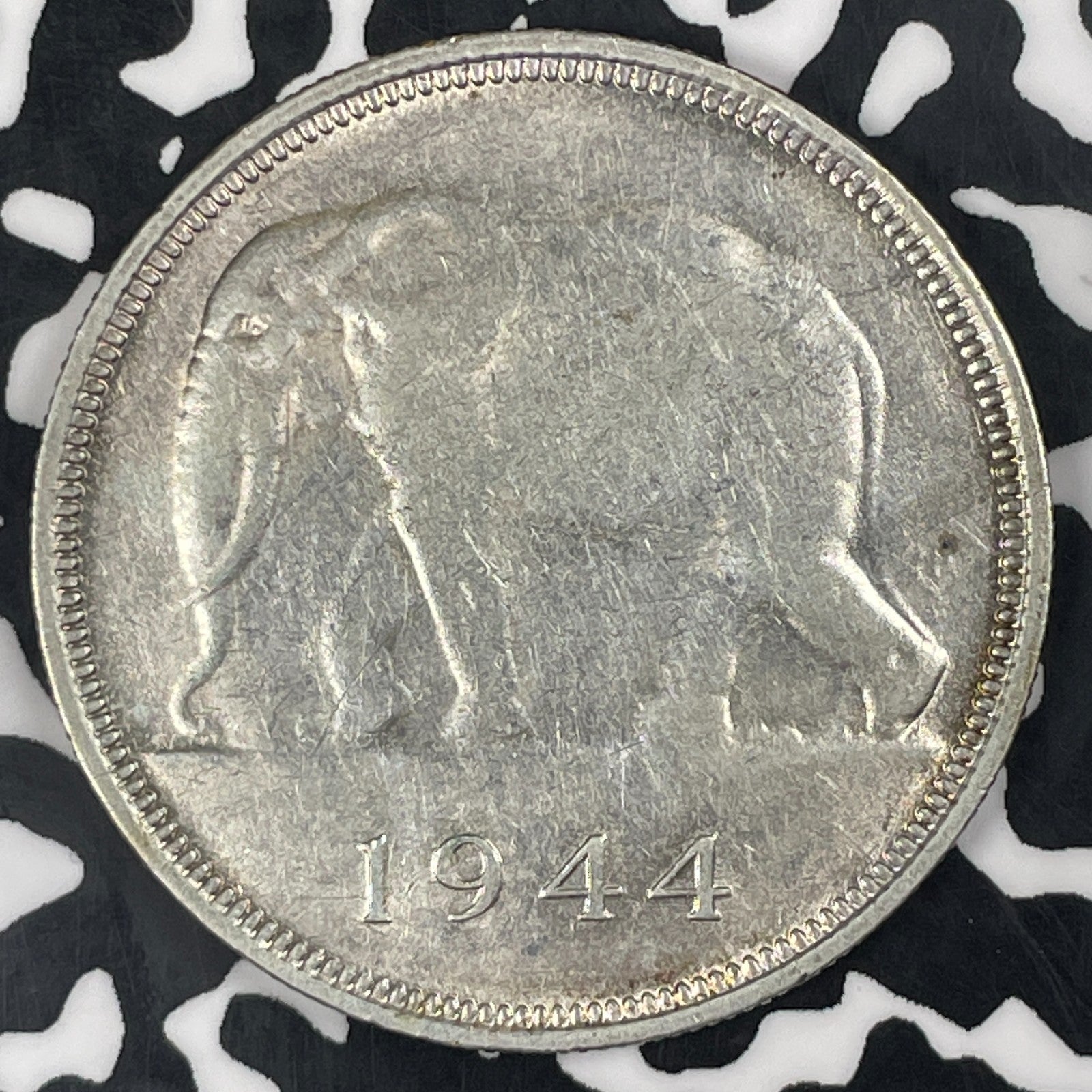 1944 Belgian Congo 50 Francs Lot#JM0814 Large Silver! Elephant