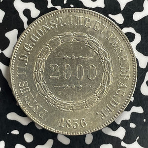 1856 Brazil 2000 Reis Lot#JM0119 Large Silver! Nice!