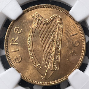 1941 Ireland 1/2 Penny NGC MS64RD Lot#G8938 Choice UNC! Top Graded!