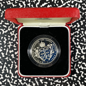 1990 Falkland Islands Queen Mother 90th 5 Pounds Lot#B2600 Silver! W/ Case & COA