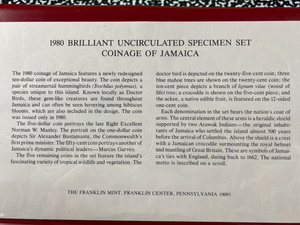 1980 Jamaica 9x Coin Uncirculated Specimen Set Lot#B1944 With Case & C.O.A.