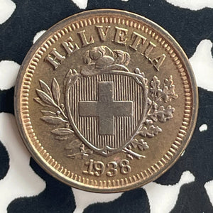 1938 Switzerland 1 Rappen Lot#T7994 High Grade! Beautiful!