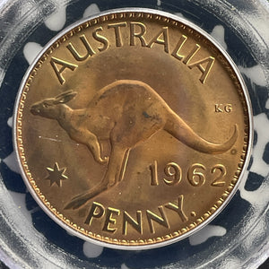 1962-(p) Australia 1 Penny PCGS PR65RD Lot#G860 Proof! Gem BU! 1,064 Minted