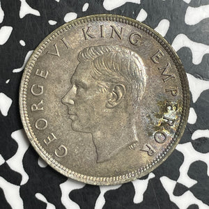 1943 New Zealand 1/2 Half Crown Lot#T6698 Silver! High Grade! Beautiful Toning!