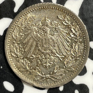 1918-F Germany 1/2 Mark Half Mark Lot#E5229 Silver! High Grade! Beautiful!