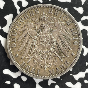 1910-A Germany Prussia 3 Mark Lot#C0160 Silver!