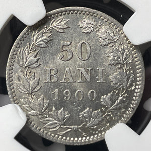 1900 Romania 50 Bani NGC MS64 Lot#G9528 Silver! Choice UNC!