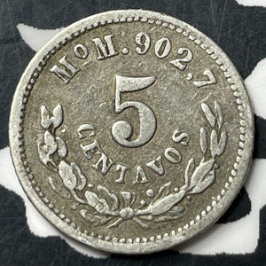 1892-Mo M Mexico 5 Centavos Lot#E8087 Silver!