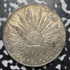 1868-Zs JS Mexico 8 Reales Lot#JM7999 Large Silver! Nice!