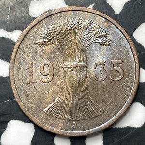 1935-A Germany 1 Pfennig Lot#E8692 High Grade! Beautiful!