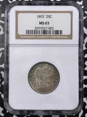 1892 U.S. 25 Cents Barber Quarter NGC MS65 Lot#G9556 Silver! Gem BU!