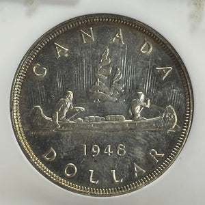 1948 Canada $1 Dollar NGC MS62 Lot#G671 Large Silver! Nice UNC! Key Date!