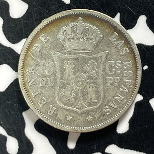 1868 Spanish Philippines 10 Centavos Lot#T4646 Silver!