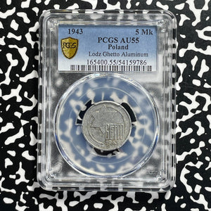 1943 Poland Lodz Ghetto 5 Mark PCGS AU55 Lot#G1020 KM#Tn2