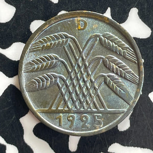 1925-D Germany 5 Pfennig Lot#T7619 High Grade! Beautiful Toning!