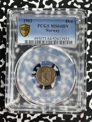 1902 Norway 1 Ore PCGS MS64BN Lot#G915 Choice UNC! Top Graded!