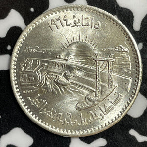 (1964) Egypt 5 Piastres Lot#E6204 Silver! High Grade! Beautiful!