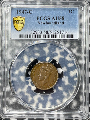 1947-C Newfoundland Small Cent PCGS AU58 Lot#G9273