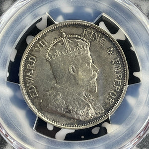 1907-H Straits Settlements 50 Cents PCGS AU55 Lot#G922 Silver!