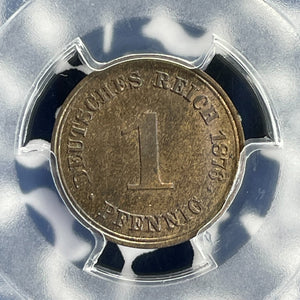1876-A Germany 1 Pfennig PCGS MS63BN Lot#G880 Choice UNC!