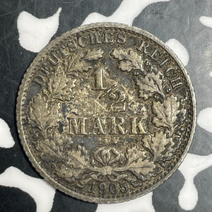 1905-A Germany 1/2 Mark Half Mark Lot#T3312 Silver!