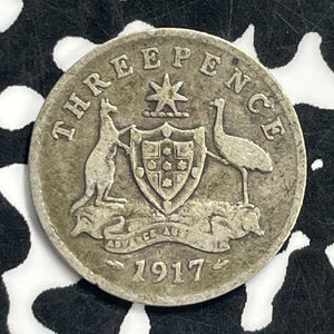 1917-M Australia 3 Pence Threepence Lot#C0730 Silver!
