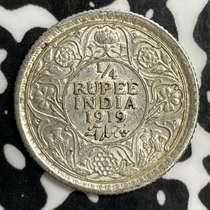 1919 India 1/4 Rupee Lot#E5295 Silver! Nice!