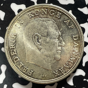 1964 Denmark 5 Kroner Lot#T4594 Silver! High Grade! Beautiful!