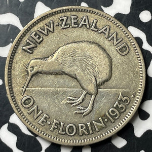 1933 New Zealand 1 Florin Lot#E8124 Silver!