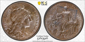 1899 France 10 Centimes PCGS MS64BN Lot#G912 Choice UNC! Gad-277, F-136