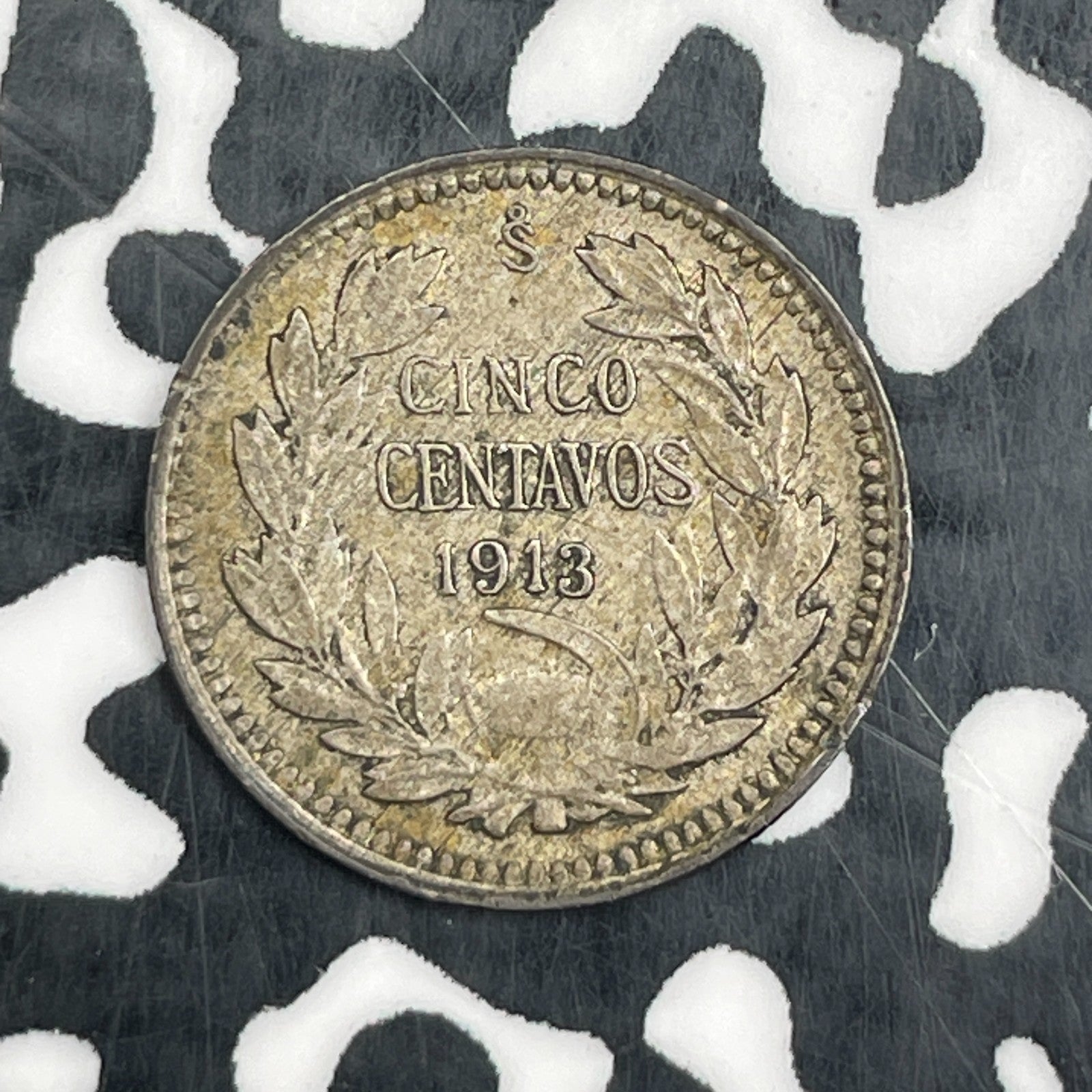 1913-So Chile 5 Centavos Lot#N2147 Silver!