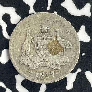 1917-M Australia 6 Pence Sixpence Lot#T8705 Silver!
