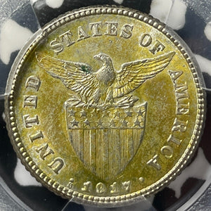 1917-S U.S. Philippines 20 Centavos PCGS MS63 Lot#G8351 Silver! Key Date!