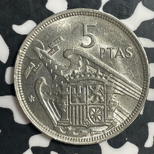 1957(58) Spain 5 Pesetas Lot#T3709 Key Date! High Grade! Beautiful!