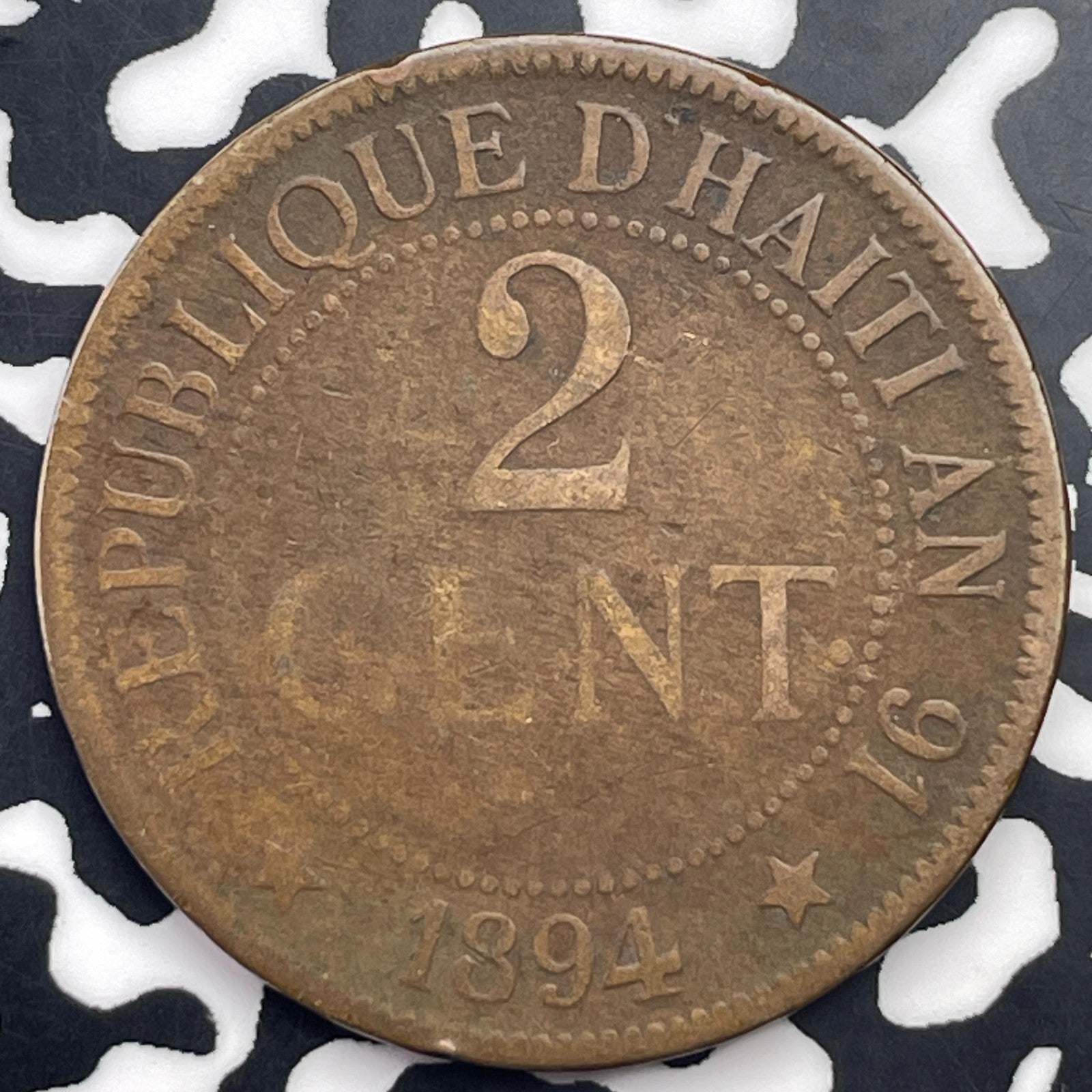 1894-A Haiti 2 Centimes Lot#C2843