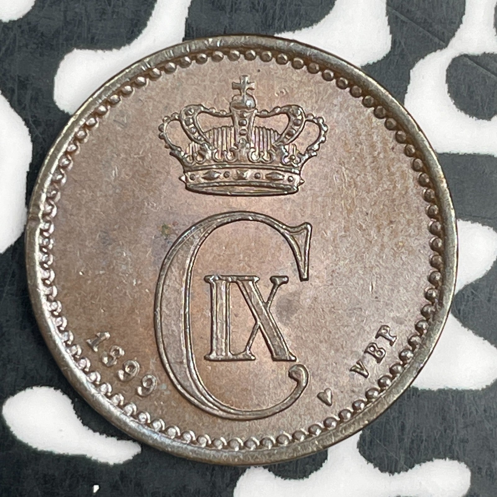 1899 Denmark 1 Ore Lot#F9006 High Grade! Beautiful!