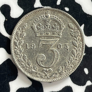 1905 Great Britain 3 Pence Lot#C1301 Silver! Better Date! Obverse Scratch