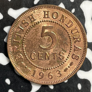 1963 British Honduras 5 Cents Lot#E5847 Beautiful Detail, Ugly Toning