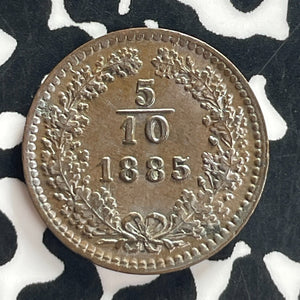 1885 Austria 5/10 Kreuzer Lot#T7616 High Grade! Beautiful!