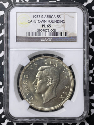 1952 South Africa Capetown Founding 5 Shillings NGC PL65 Lot#MK122 Silver!