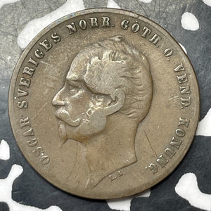 1857 Sweden 2 Ore Lot#T3848