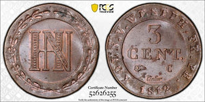1812-C Germany Westphalia 3 Centimes PCGS MS64BN Lot#G980 Top Graded! KM#92